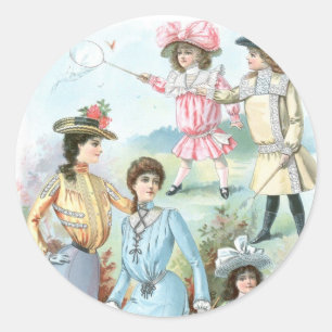 Pegatina Redonda gorras de la moda de los 1900s