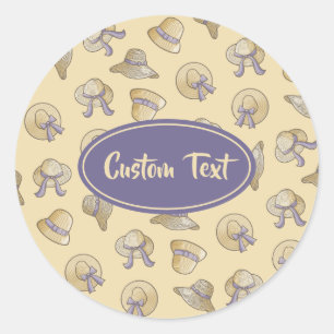 Pegatina Redonda Gorras De Verano Beige