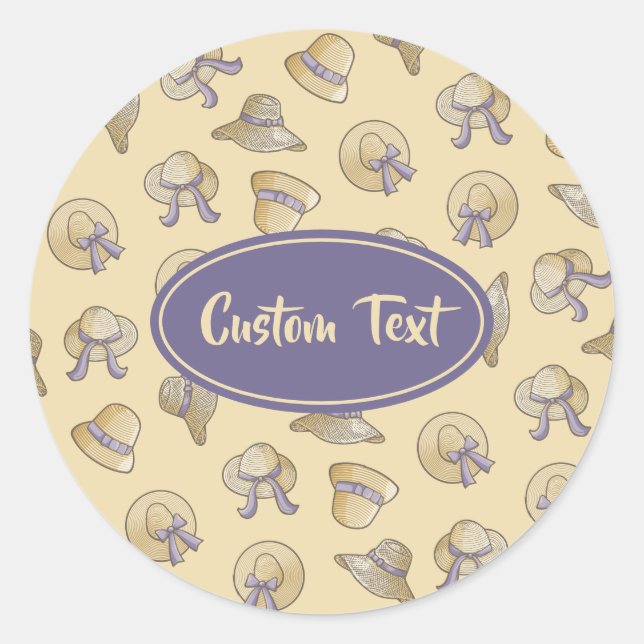 Pegatina Redonda Gorras De Verano Beige (Anverso)