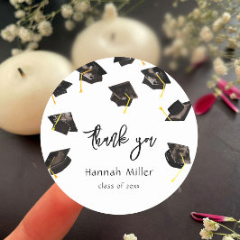 Pegatina Redonda Gorras felices del partido de graduación