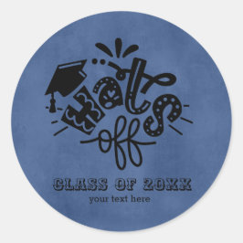 Pegatina Redonda Gorras fuera - Azul