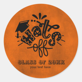 Pegatina Redonda Gorras fuera - Naranja