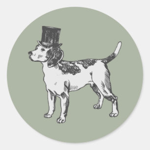 Pegatina Redonda gorrión beagle perro caprichoso caprichoso