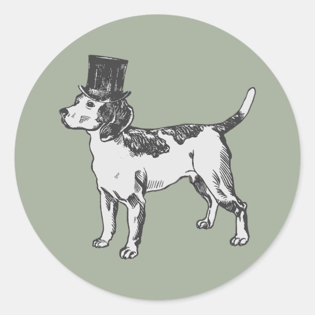 Pegatina Redonda gorrión beagle perro caprichoso caprichoso (Anverso)