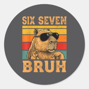 Pegatina Redonda Gorrito Capybara 67 Meme Seis Siete Bruh Chicos Ad