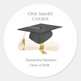 Pegatina Redonda Gorrito de Graduación Personalizado