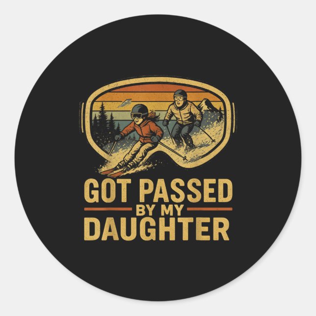 Pegatina Redonda Got Ped By My Daughter Funny Ski Goggles Mountain  (Anverso)