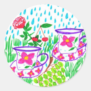 Pegatina Redonda gotas de agua