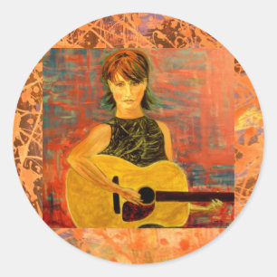 Pegatina Redonda goteo acústico del cantante popular