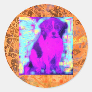 Pegatina Redonda goteo de perro beagle