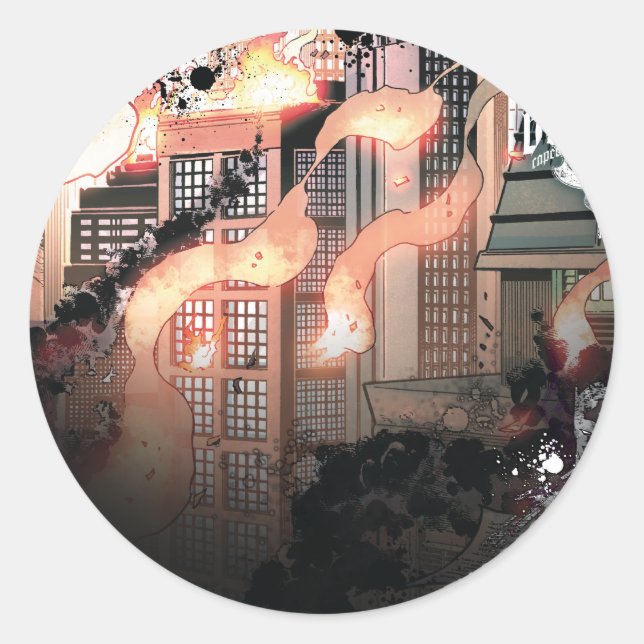 Pegatina Redonda Gotham Burning (Anverso)