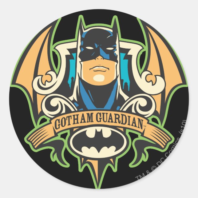 Pegatina Redonda Gotham Guardian (Anverso)