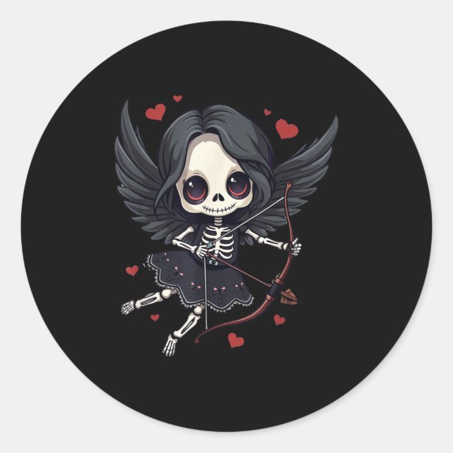 Pegatina Redonda Gothic Anime Skeleton Cud – Dark Valentine Kawaii  (Anverso)