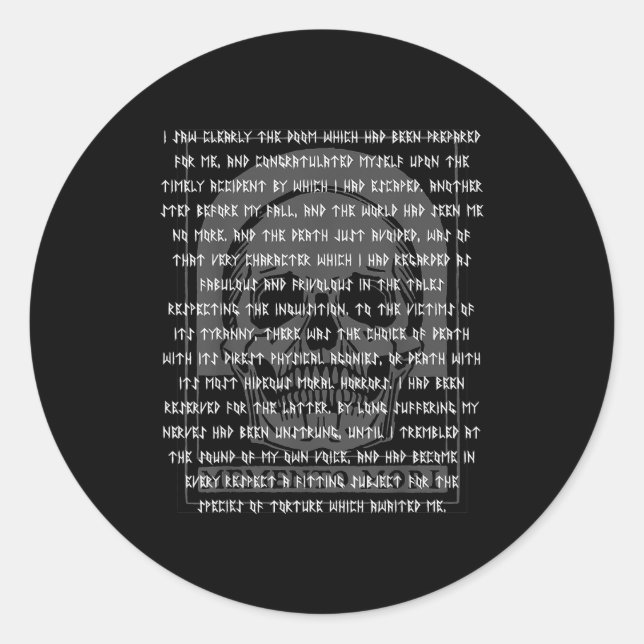 Pegatina Redonda Gothic Edgar Allan E Memento Mori Skull Halloween  (Anverso)