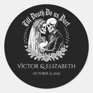 Pegatina Redonda Gothic Till Death Do Us Part Wedding