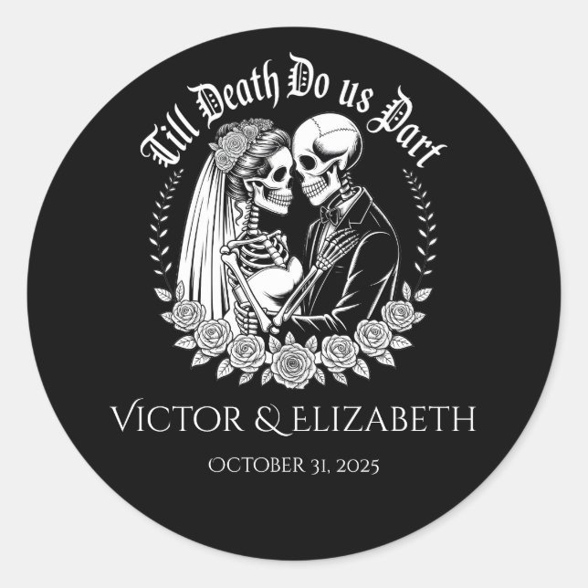 Pegatina Redonda Gothic Till Death Do Us Part Wedding (Anverso)