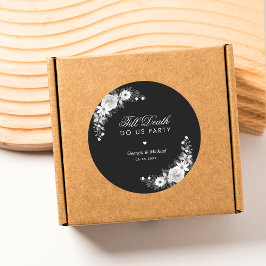 Pegatina Redonda Gótica hasta la muerte nos hace Fiesta Boda floral