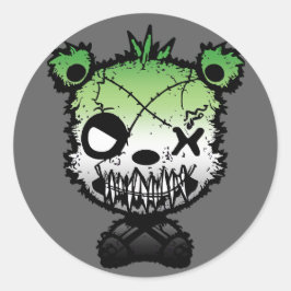 Pegatina Redonda Gótico Aromántico Oso de Bandera Orgullo