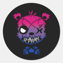 Pegatina Redonda Gótico Bisexual Bandera Orgullo Oso Colorido