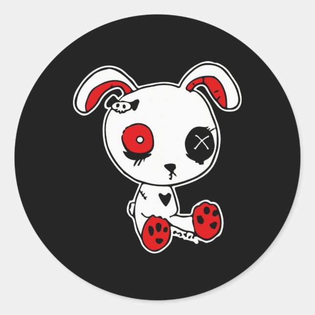 Pegatina Redonda Gótico Bunny Lazy Halloween disstume asustado góti (Anverso)