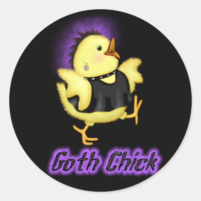 Pegatina Redonda Gótico Chick (Anverso)
