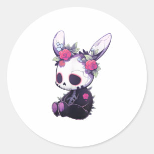 Pegatina Redonda Gótico Conejo Gótico Traje E-Chica Kawaii Conejo