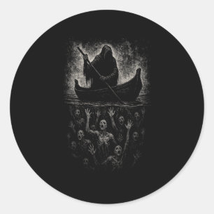 Pegatina Redonda Gótico de horror de los pañales Charon Hades Under