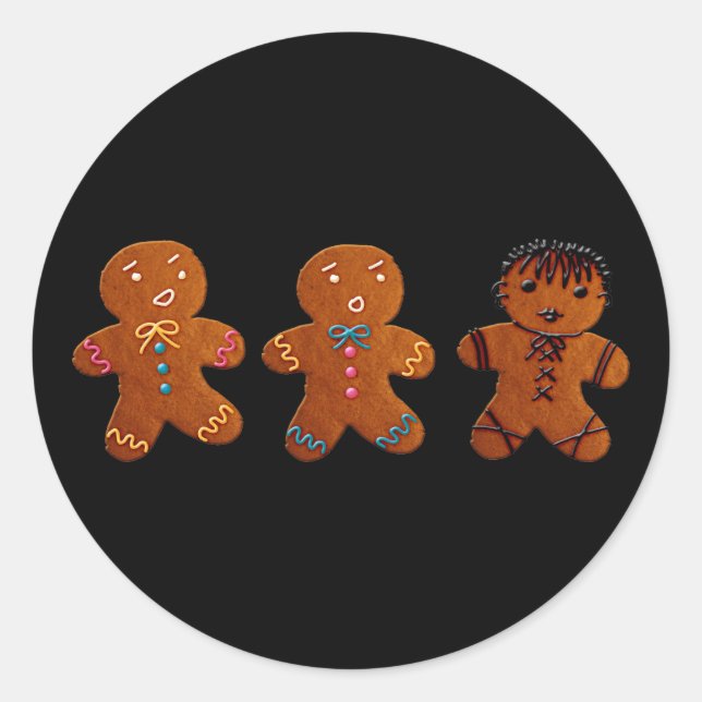 Pegatina Redonda Gótico Gingerbread Man (Anverso)