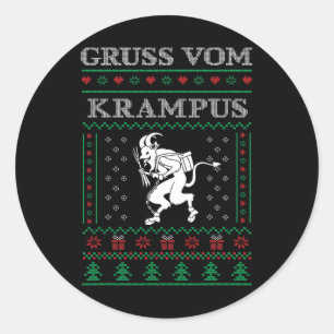 Pegatina Redonda Gótico Gruss Vom Krampus Navidades feos Sweater Kr
