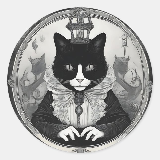 Pegatina Redonda Gótico Kitty (Anverso)
