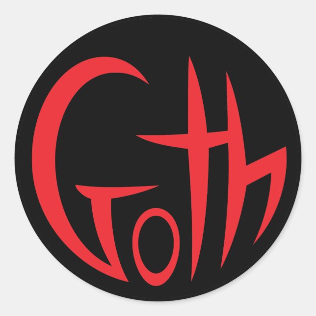 Pegatina Redonda Gótico (Letras apuntadas) (Rojo) (Anverso)