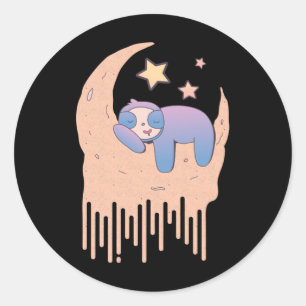 Pegatina Redonda Gótico Pastel Moon Aesthetic Kawaii Sloth