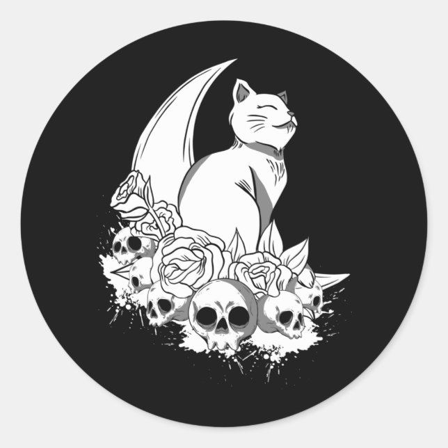Pegatina Redonda Gótico Pastel picante Skulls gótico (Anverso)