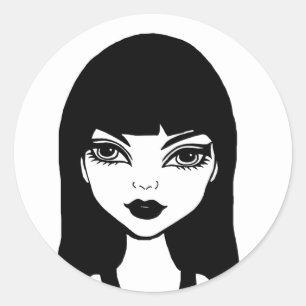 Pegatina Redonda Gótico Personalizado de vampiros Chica dibujo orig