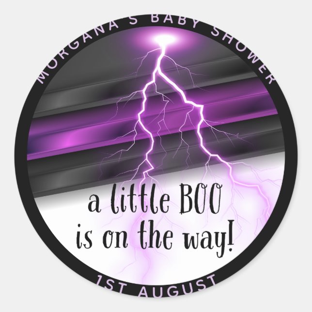 Pegatina Redonda Gótico Purple Black Halloween Evento Baby Shower (Anverso)
