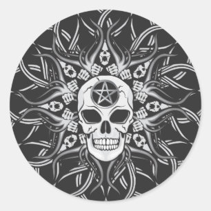 Pegatina Redonda Gótico Skull
