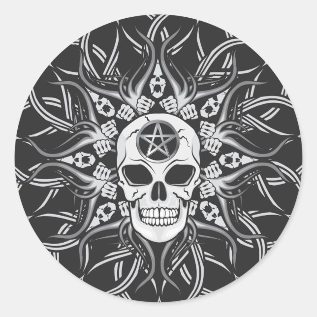Pegatina Redonda Gótico Skull (Anverso)