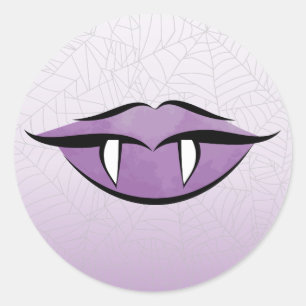 Pegatina Redonda Gótico Vampiro Lips Halloween Cumpleaños Ronda Peg