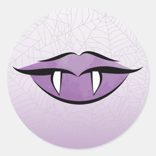 Pegatina Redonda Gótico Vampiro Lips Halloween Cumpleaños Ronda Peg (Anverso)