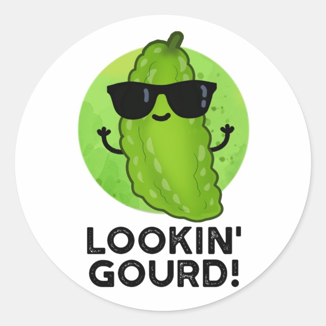 Pegatina Redonda Gourd Funny Guay Veggie Pun (Anverso)