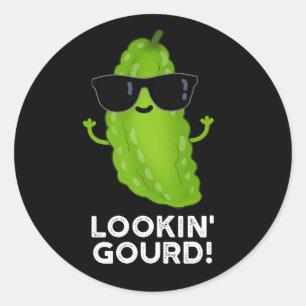 Pegatina Redonda Gourd Funny Guay Veggie Pun Dark BG