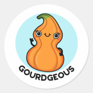 Pegatina Redonda Gourd-geous Funny Gourd Veggie Pun