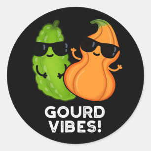 Pegatina Redonda Gourd Vibes Funny Veggie Pun Dark BG
