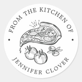 Pegatina Redonda Gourmet con temas de pizza |