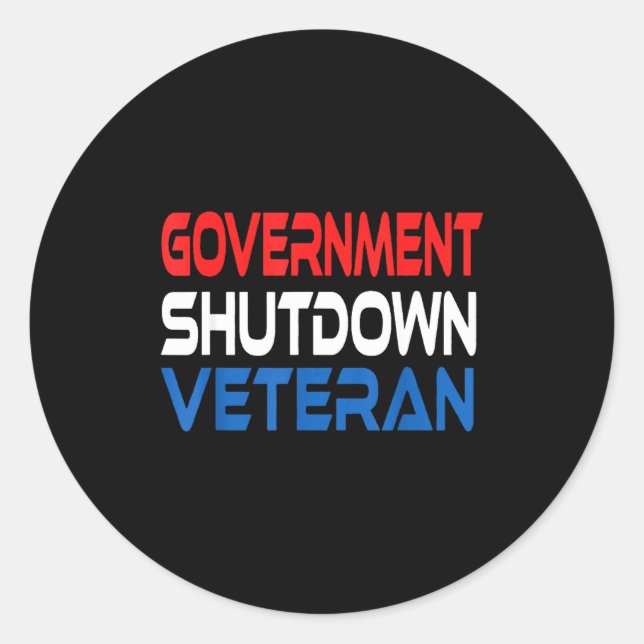 Pegatina Redonda Government Shutdown Veteran  (Anverso)