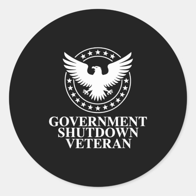 Pegatina Redonda Government Shutdown Veteran Eagle Patriotic Litica (Anverso)