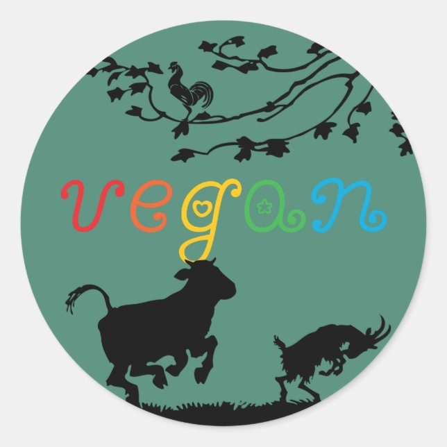 Pegatina Redonda Gozo vegan (Anverso)