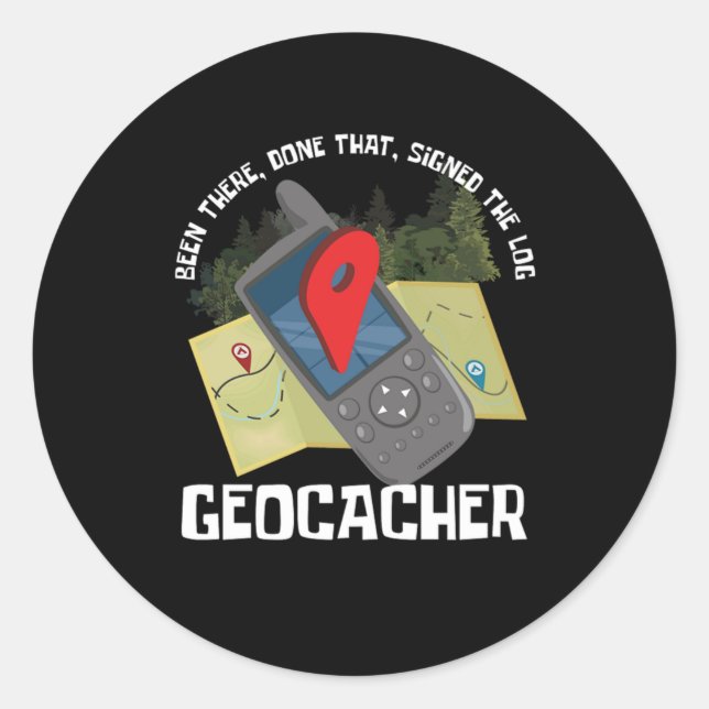 Pegatina Redonda GPS Location Trackers Navigational Gift Geocaching (Anverso)