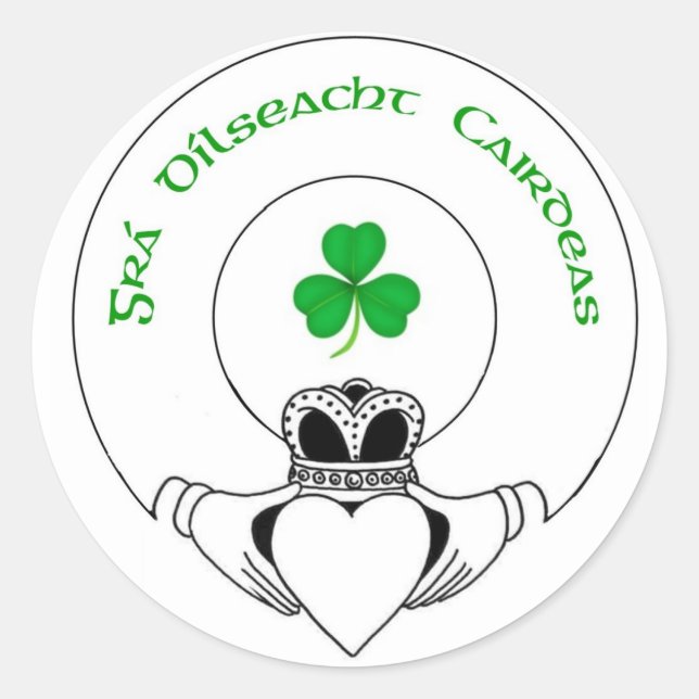 Pegatina Redonda gra, dilseacht, cairdeas claddah (Anverso)