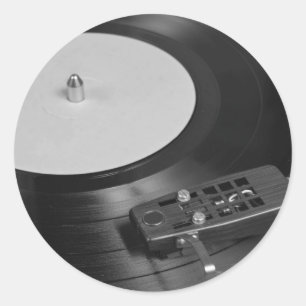 Pegatina Redonda Grabación de vinilo en una visión general giratori